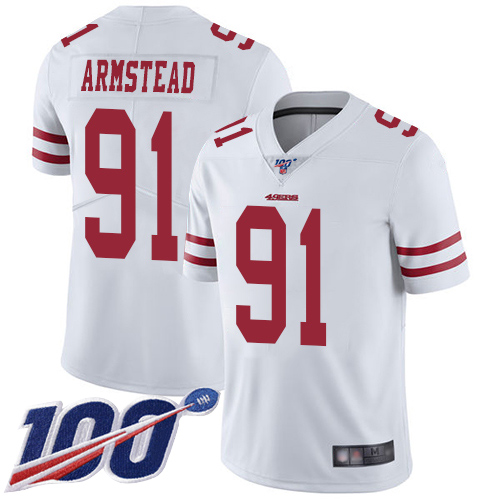 San Francisco 49ers Limited White Men Arik Armstead Road NFL Jersey #91 100th Season Vapor Untouchable